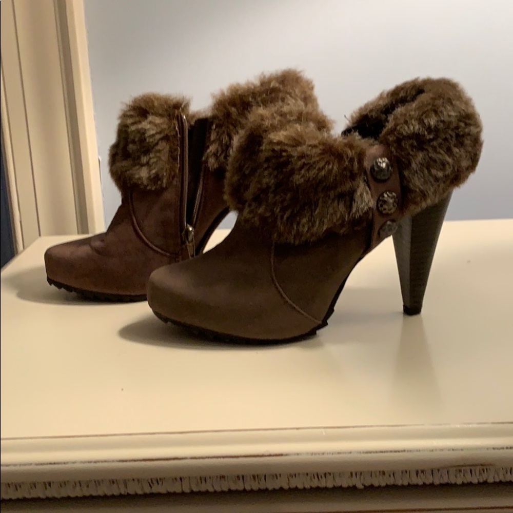 Brown Fuzzy Winter Heels